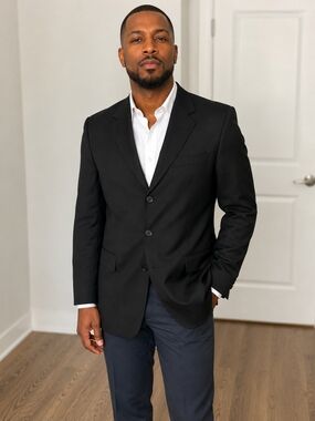 Lauren Ralph Lauren Luxury 100% Wool Black Blazer Hudson's Bay Men's 44